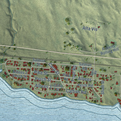 Close-up of the map of Belmar, Nebraska print showing street and building detail