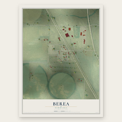 Berea, Nebraska map print, the full design