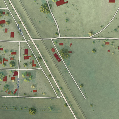 Close-up of the map of Berea, Nebraska print showing street and building detail