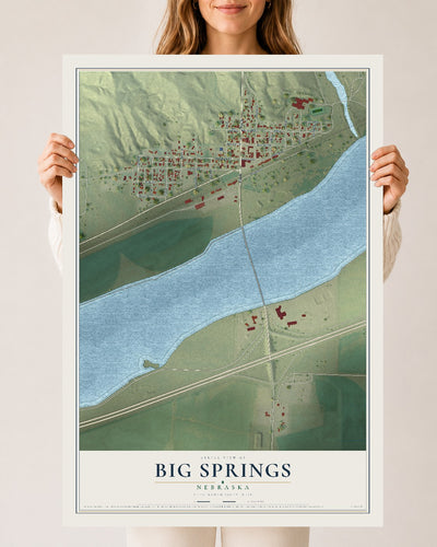 Map of Big Springs, Nebraska, 24 x 36 inch unframed archival matte print