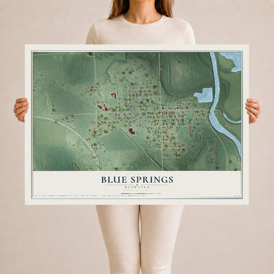 Map of Blue Springs, Nebraska, 24 x 36 inch unframed archival matte print