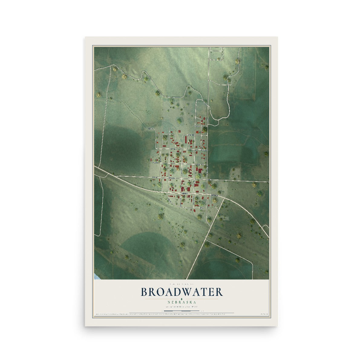 Map of Broadwater, Nebraska, 12 x 18 inch unframed archival matte print