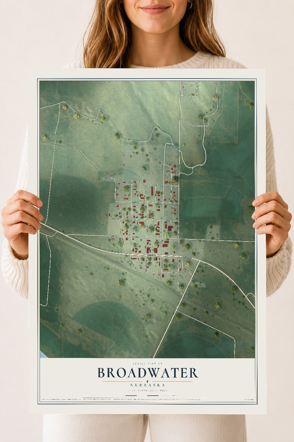 Map of Broadwater, Nebraska, 18 x 24 inch unframed archival matte print