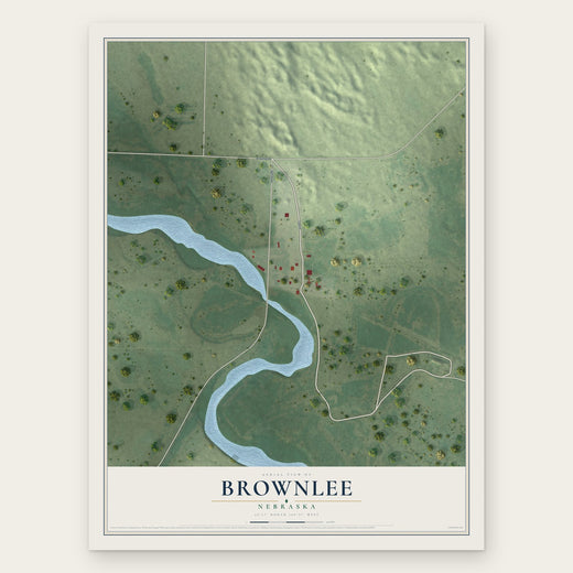 Brownlee, Nebraska map print, the full design