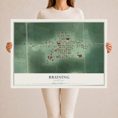 Map of Bruning, Nebraska, 24 x 36 inch unframed archival matte print