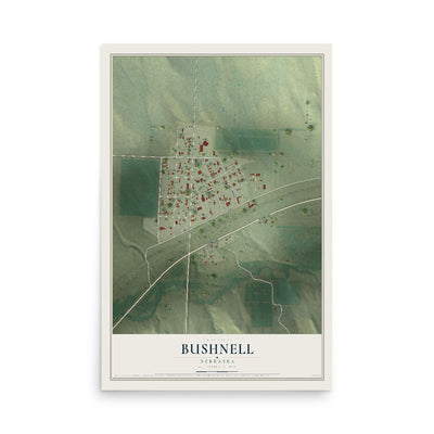 Map of Bushnell, Nebraska, 12 x 18 inch unframed archival matte print