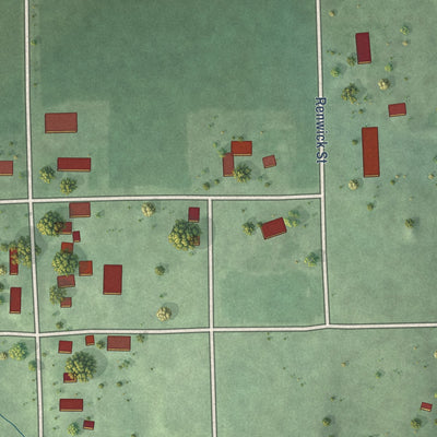 Second close-up of the map of Carleton, Nebraska print showing more streets and buildings