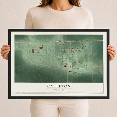 Map of Carleton, Nebraska, 12 x 18 inch print in a black wood frame