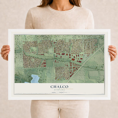 Map of Chalco, Nebraska, 12 x 18 inch print in a white wood frame