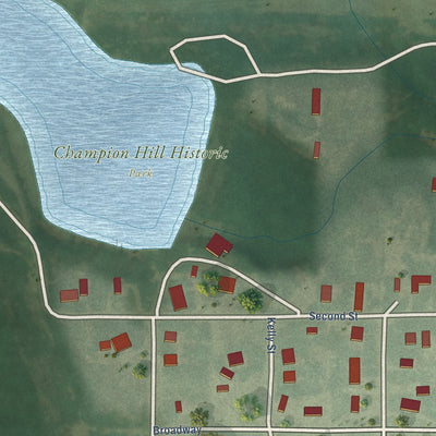 Close-up of the map of Champion, Nebraska print showing street and building detail
