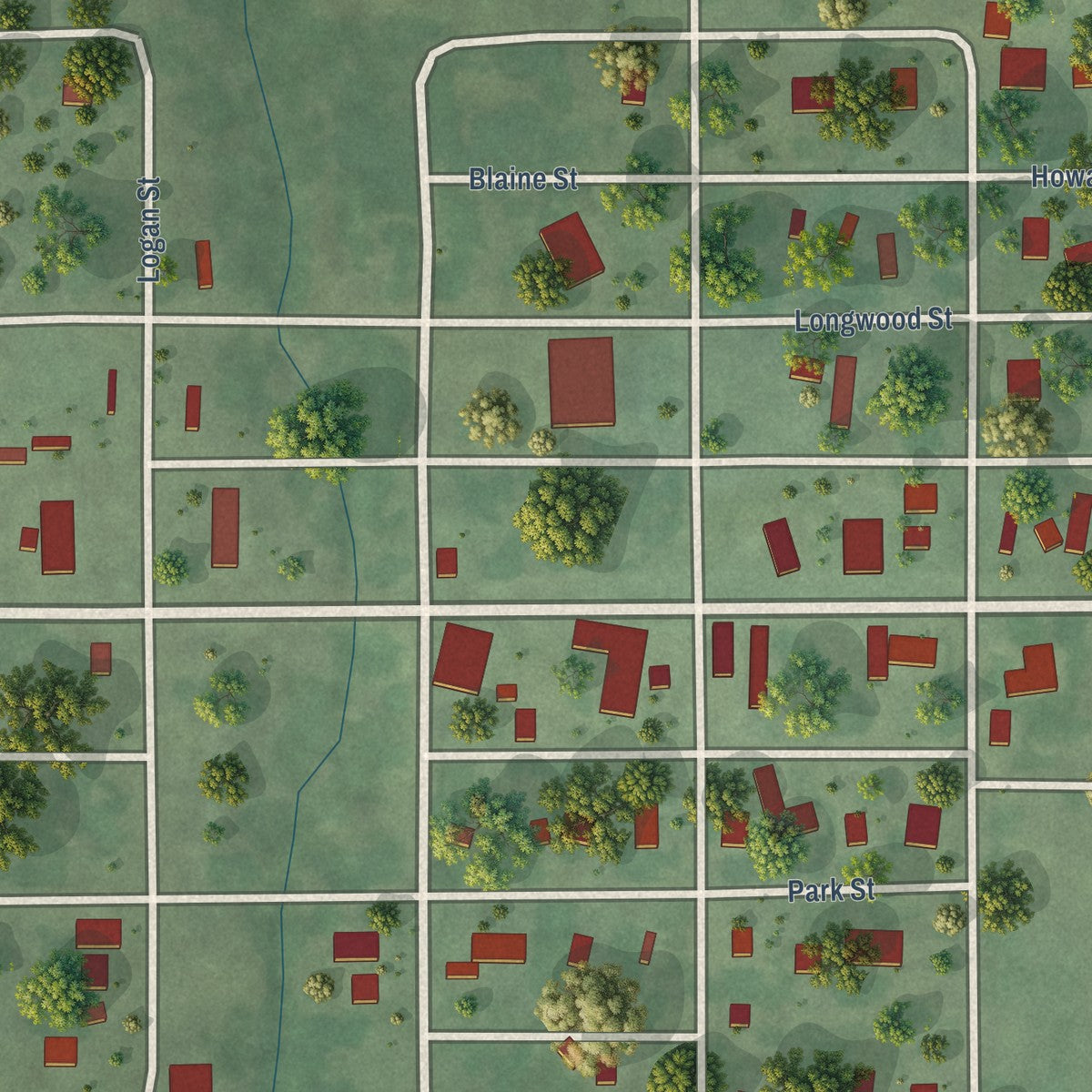 Close-up of the map of Comstock, Nebraska print showing street and building detail