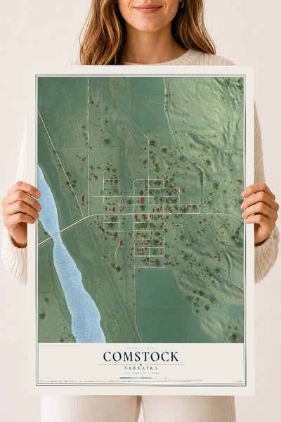 Map of Comstock, Nebraska, 18 x 24 inch unframed archival matte print