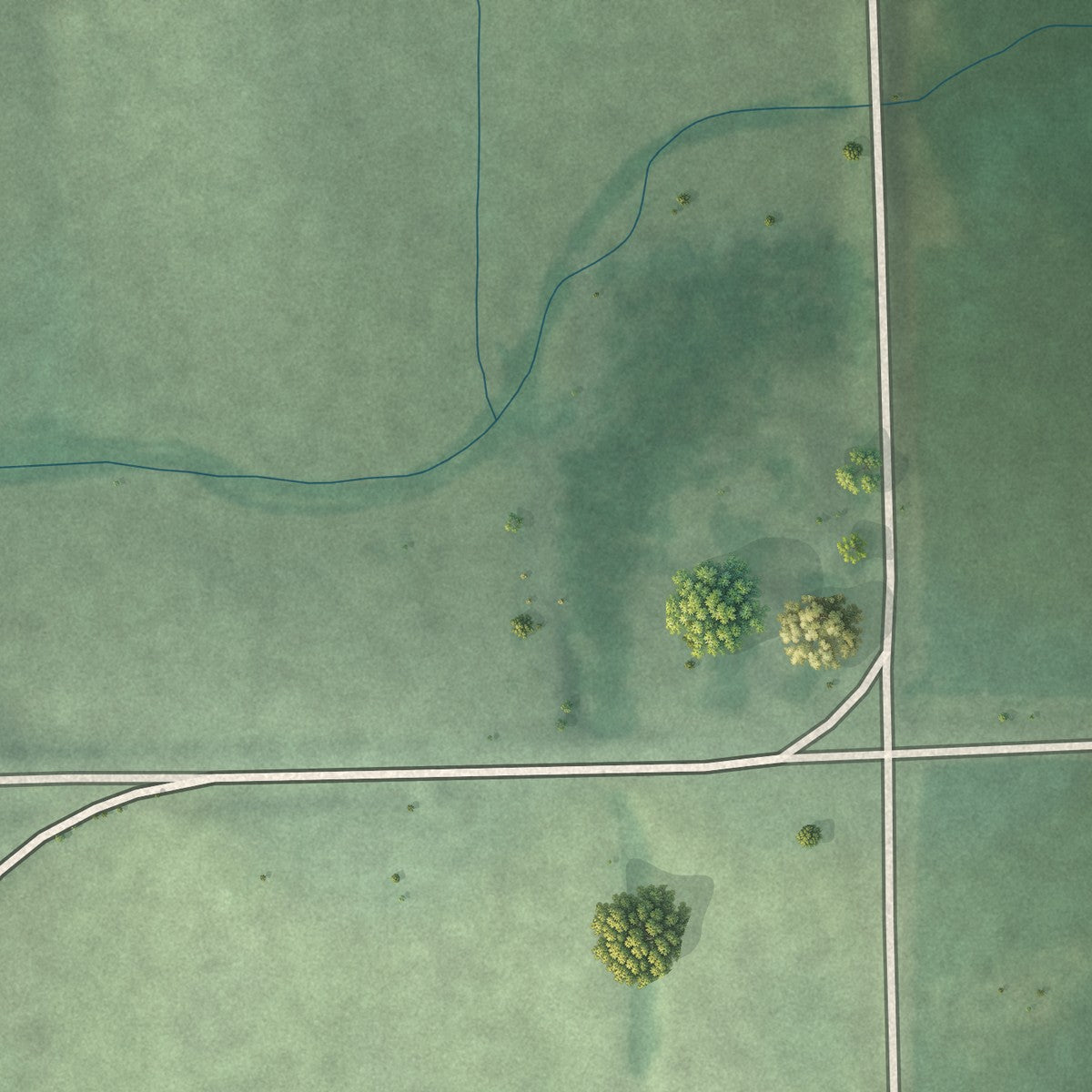 Second close-up of the map of Cornlea, Nebraska print showing more streets and buildings