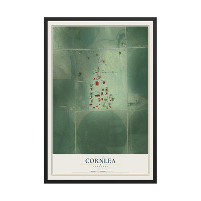 Map of Cornlea, Nebraska, 12 x 18 inch print in a black wood frame