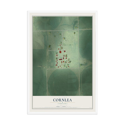 Map of Cornlea, Nebraska, 12 x 18 inch print in a white wood frame