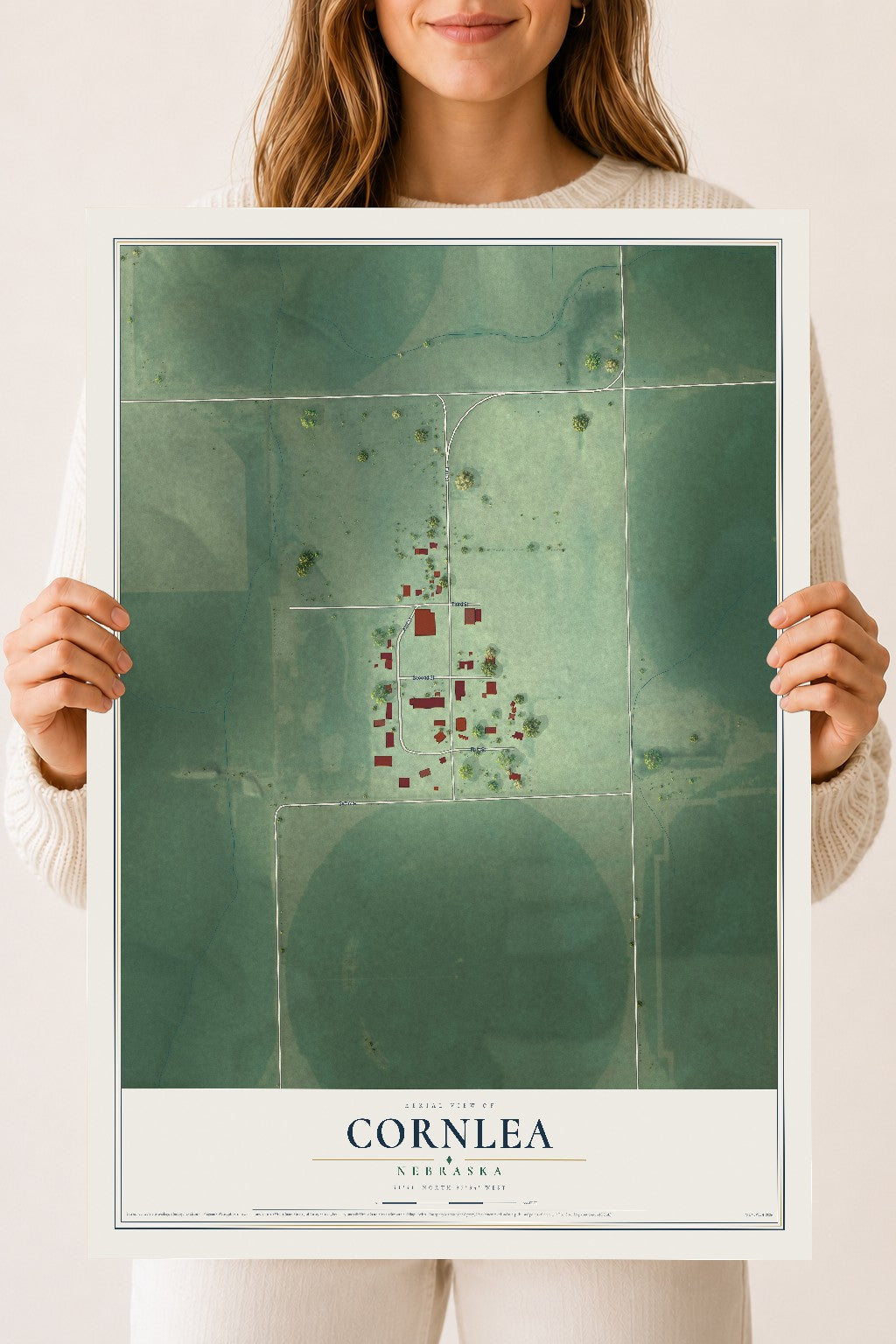 Map of Cornlea, Nebraska, 18 x 24 inch unframed archival matte print