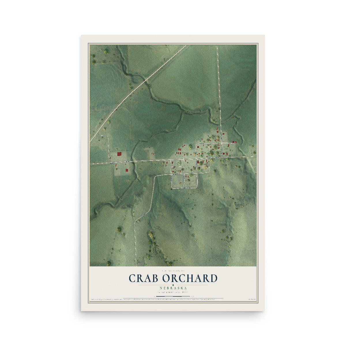 Map of Crab Orchard, Nebraska, 12 x 18 inch unframed archival matte print