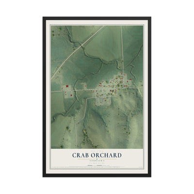 Map of Crab Orchard, Nebraska, 12 x 18 inch print in a black wood frame