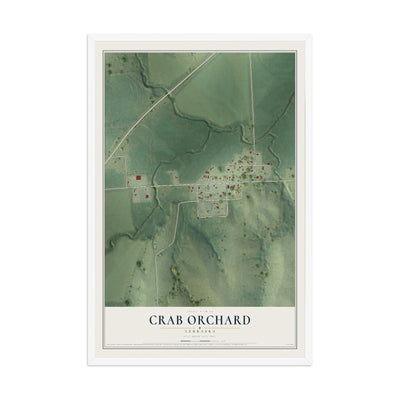 Map of Crab Orchard, Nebraska, 12 x 18 inch print in a white wood frame
