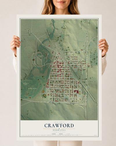 Map of Crawford, Nebraska, 24 x 36 inch unframed archival matte print