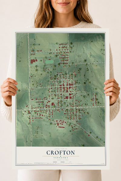 Map of Crofton, Nebraska, 18 x 24 inch unframed archival matte print