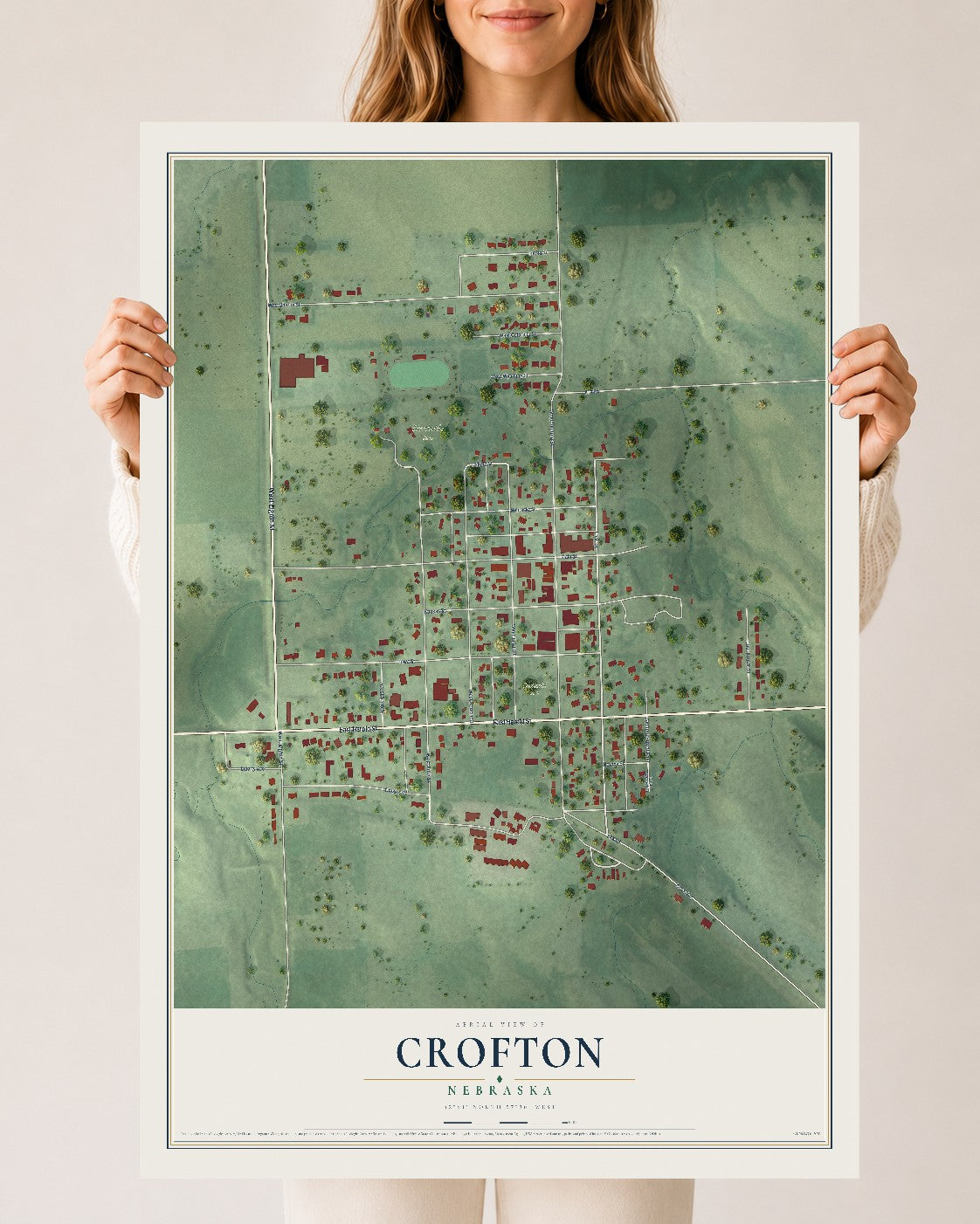 Map of Crofton, Nebraska, 24 x 36 inch unframed archival matte print