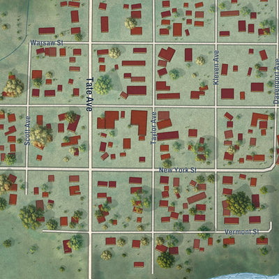 Close-up of the map of Culbertson, Nebraska print showing street and building detail