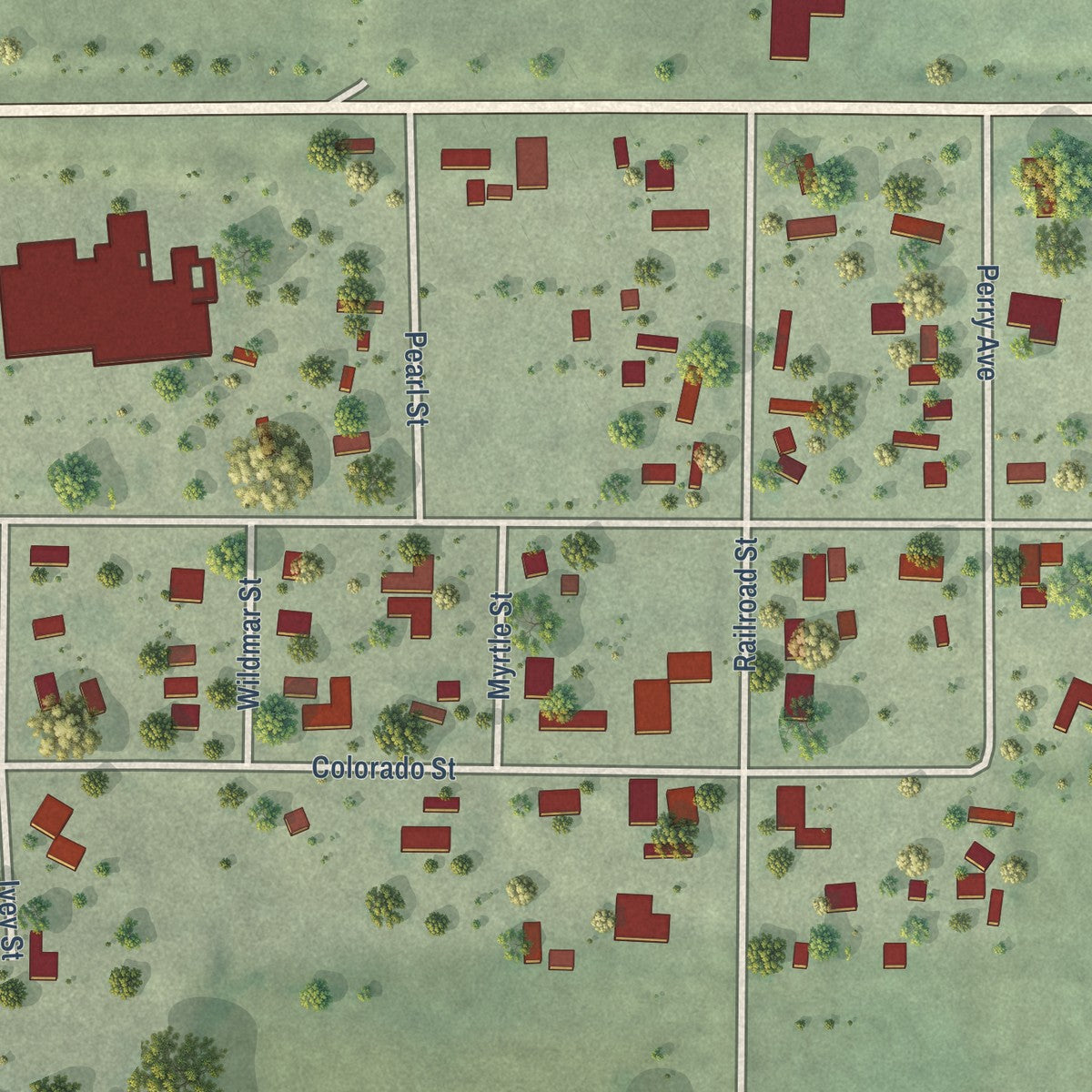 Second close-up of the map of Culbertson, Nebraska print showing more streets and buildings