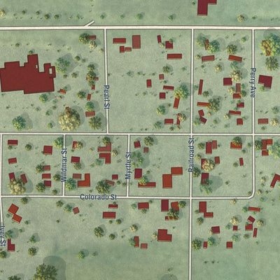 Second close-up of the map of Culbertson, Nebraska print showing more streets and buildings