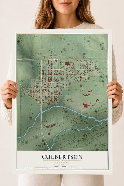 Map of Culbertson, Nebraska, 18 x 24 inch unframed archival matte print