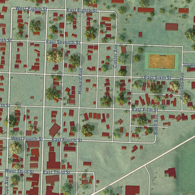 Close-up of the map of Curtis, Nebraska print showing street and building detail