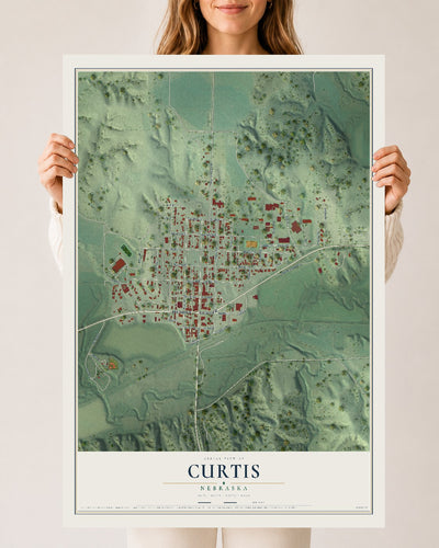 Map of Curtis, Nebraska, 24 x 36 inch unframed archival matte print