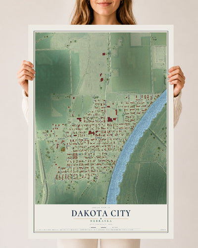 Map of Dakota City, Nebraska, 24 x 36 inch unframed archival matte print