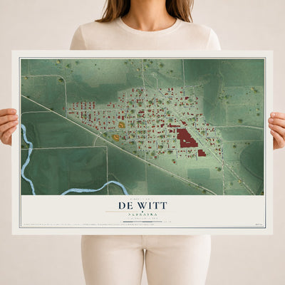 Map of De Witt, Nebraska, 18 x 24 inch unframed archival matte print