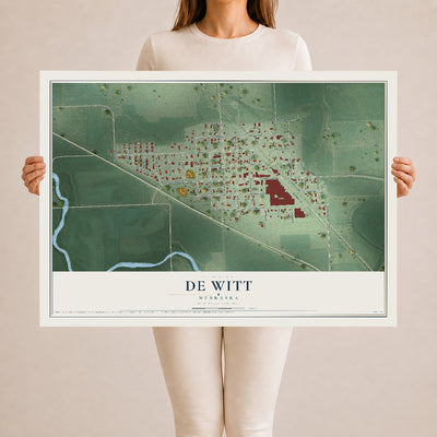 Map of De Witt, Nebraska, 24 x 36 inch unframed archival matte print