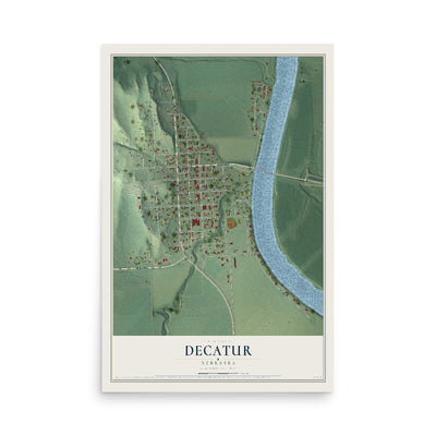 Map of Decatur, Nebraska, 12 x 18 inch unframed archival matte print