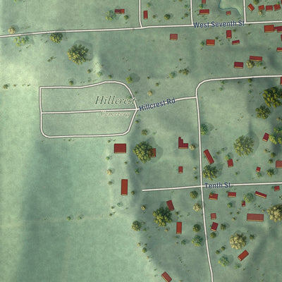 Second close-up of the map of Decatur, Nebraska print showing more streets and buildings