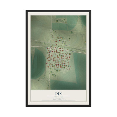 Map of Dix, Nebraska, 12 x 18 inch print in a black wood frame