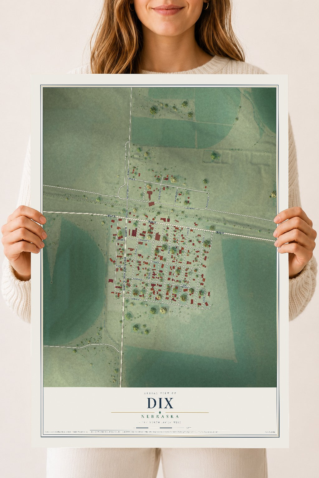 Map of Dix, Nebraska, 18 x 24 inch unframed archival matte print