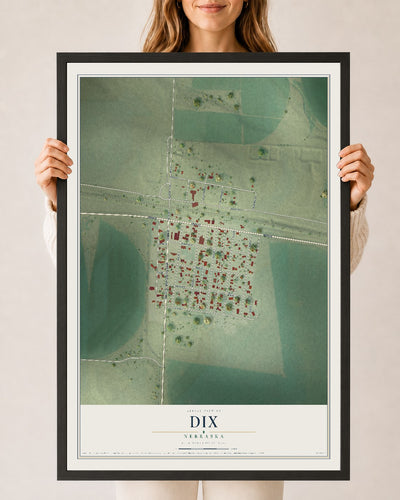 Map of Dix, Nebraska, 24 x 36 inch print in a black wood frame