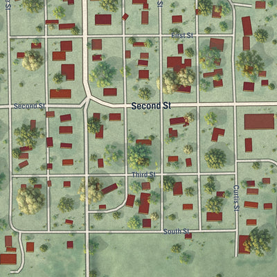 Close-up of the map of Edison, Nebraska print showing street and building detail