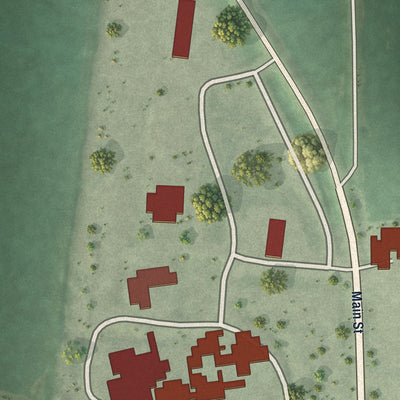 Second close-up of the map of Edison, Nebraska print showing more streets and buildings