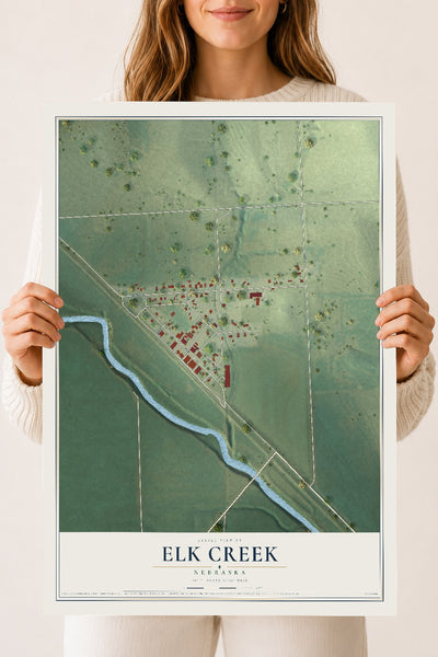 Map of Elk Creek, Nebraska, 18 x 24 inch unframed archival matte print