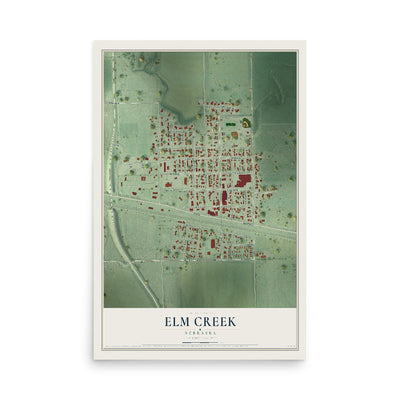 Map of Elm Creek, Nebraska, 12 x 18 inch unframed archival matte print