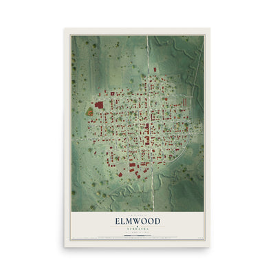 Map of Elmwood, Nebraska, 12 x 18 inch unframed archival matte print