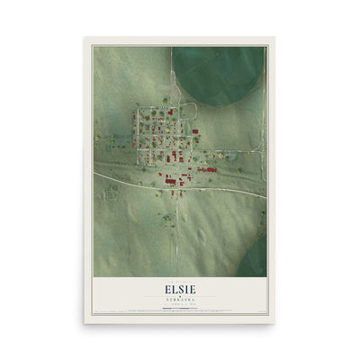 Map of Elsie, Nebraska, 12 x 18 inch unframed archival matte print