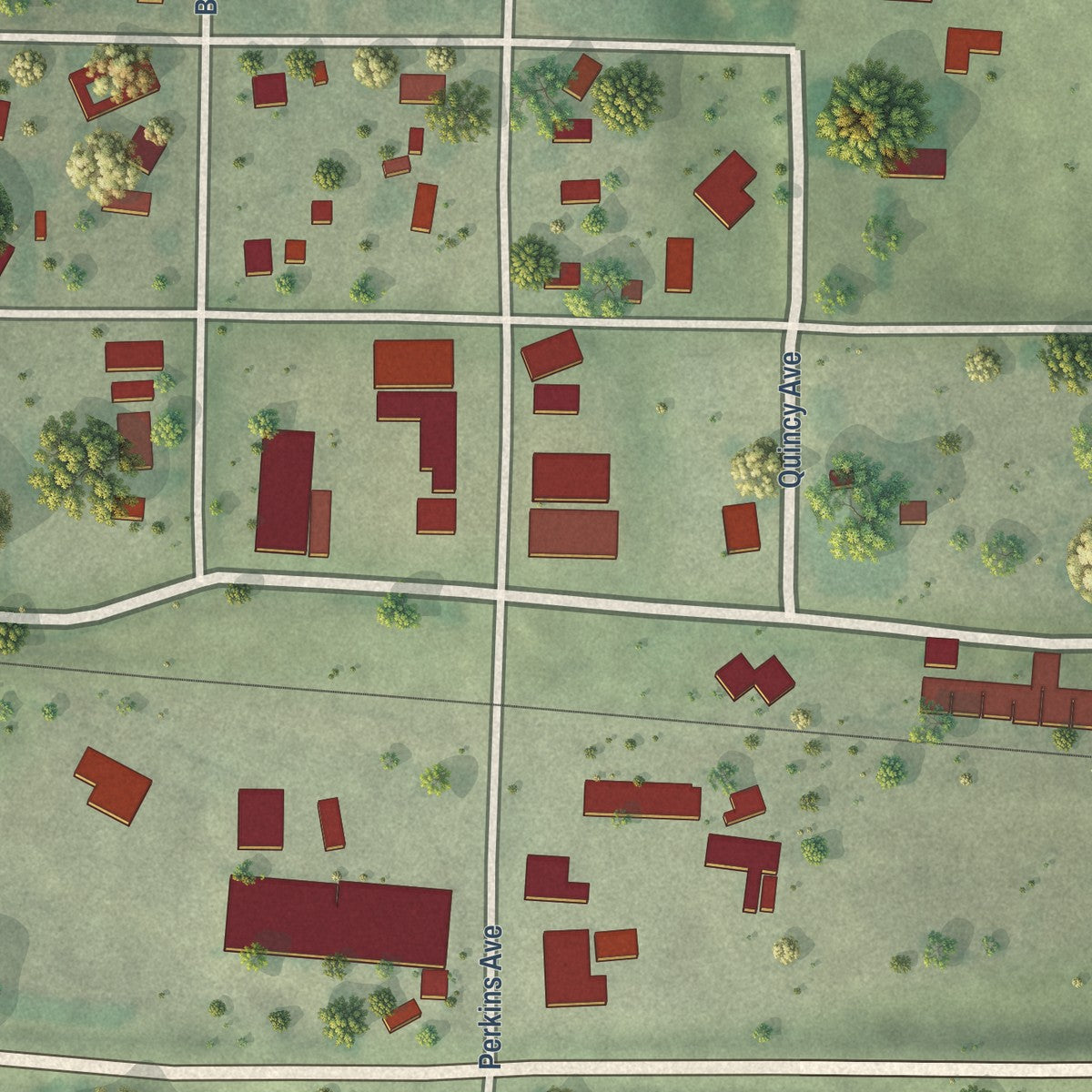 Close-up of the map of Elsie, Nebraska print showing street and building detail