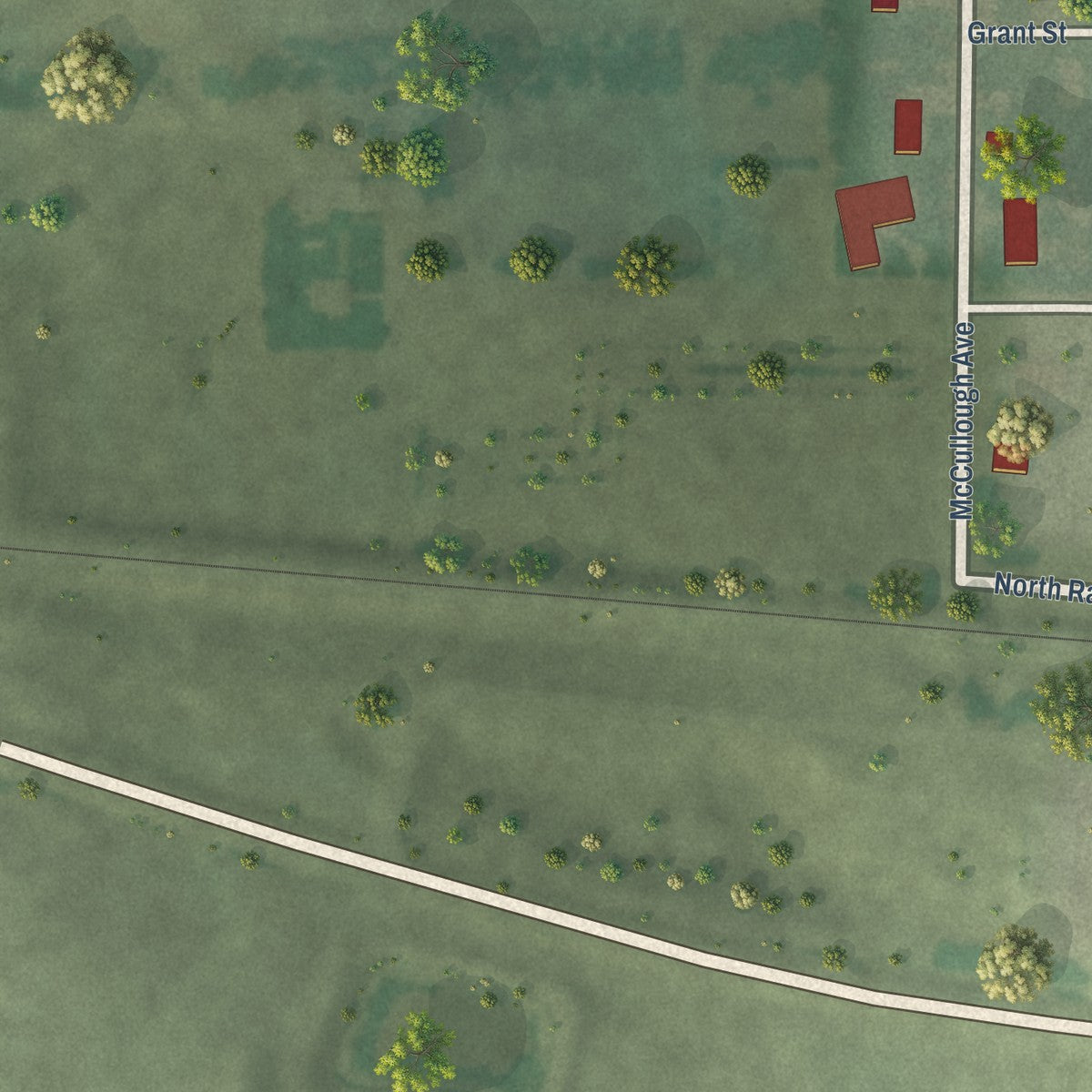 Second close-up of the map of Elsie, Nebraska print showing more streets and buildings