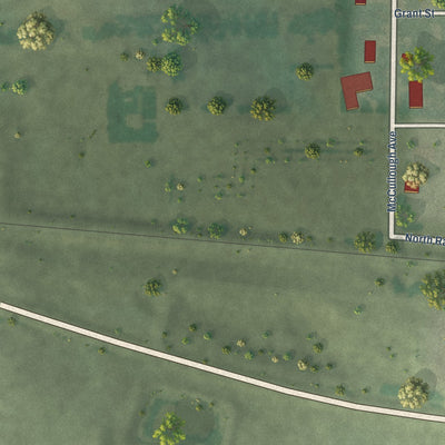 Second close-up of the map of Elsie, Nebraska print showing more streets and buildings