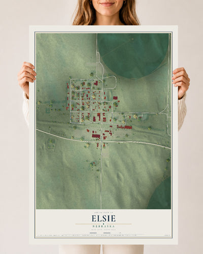 Map of Elsie, Nebraska, 24 x 36 inch unframed archival matte print